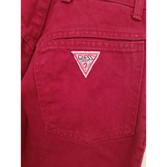Vintage Guess Georges Marciano Red High-Waisted Jeans Zip Tapered Leg Women's 28 - Picture 3 of 9
